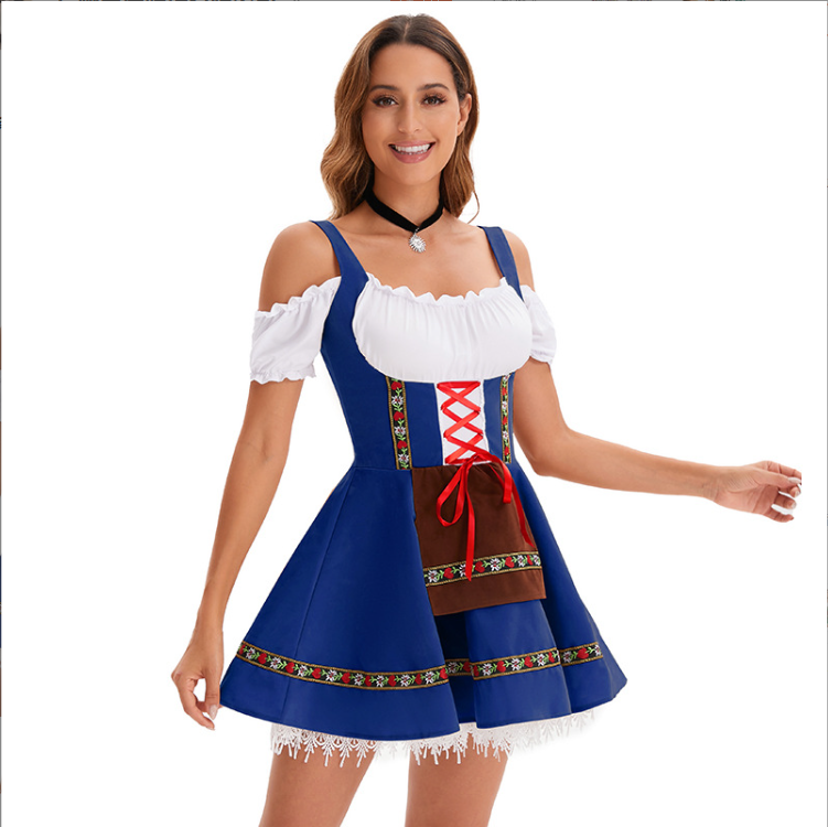 Традиционное баварское платье Dirndl с открытыми плечами Фестивальный костюм